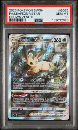 2023 POKEMON SWORD & SHIELD CROWN ZENITH #GG35 FULL ART/LEAFEON VSTAR PSA 10 - Image 1
