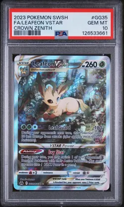 2023 POKEMON SWORD & SHIELD CROWN ZENITH #GG35 FULL ART/LEAFEON VSTAR PSA 10 - Image 1
