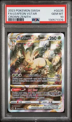 2023 POKEMON SWORD & SHIELD CROWN ZENITH #GG35 FULL ART/LEAFEON VSTAR PSA 10 - Image 1