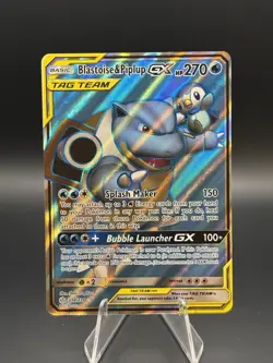 Pokemon TCG Blastoise Piplup GX Full Art Tag Team 214/236 Cosmic Eclipse Mint - Image 1
