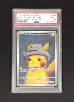 2023 POKEMON SVP POKEMON X VAN GOGH PROMO #085 PIKACHU WITH GREY FELT HAT PSA 9 - Image 1