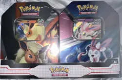 POKEMON NEW & FACTORY SEALED 2023 - FLAREON V & SYLVEON V - V HEROES TIN-2 PACK - Image 1
