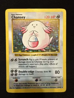 Pokemon Chansey TCG 3/102 Base Set Shadowless Unlimited Holo Rare - Image 2
