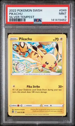 PIKACHU #049 2022 POKEMON SWSH SWORD & SHIELD SILVER TEMPEST PSA 9 MINT - Image 1