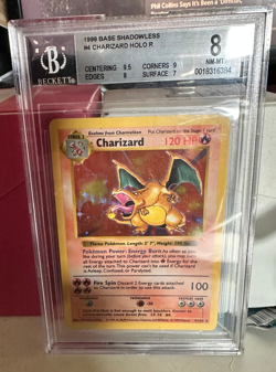 Pokemon Charizard Base Set Shadowless Holo Rare #4 BGS 8 - Image 1