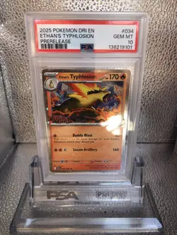 2025 Pokemon English Destined Rivals #034 Ethan's Typhlosion Prelease PSA 10 - Image 1