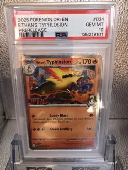 2025 Pokemon English Destined Rivals #034 Ethan's Typhlosion Prelease PSA 10 - Image 2