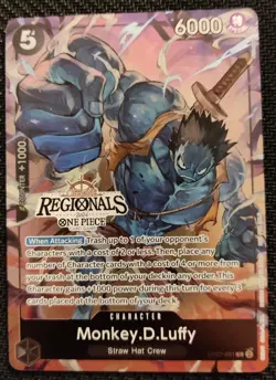 One Piece EN OP07-091 Monkey D. Luffy R regionals NM-MT - Image 1