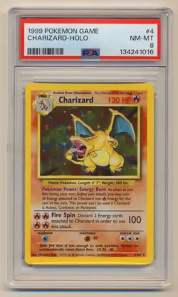 PSA 8 Pokemon Base Set Unlimited Holo Rare Charizard 4/102 NM/MINT Condition!! - Image 1