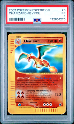 PSA 1 PR 2002 Expedition Charizard Reverse Holo Foil Rare 6/165 WOTC Pokemon - Image 1