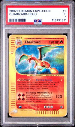 PSA 1 HUGE SWIRL 2002 Expedition Charizard Holo Foil 6/165 WOTC Pokemon - Image 1