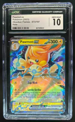 2023 Pokemon SV Obsidian Flames OBF EN Pawmot ex #073/197 CGC 10 - Image 1