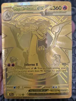 Gold Mega Charizard X EX 130 Pokemon Phantasmal Flames Pokemon MHR RARE - Image 4