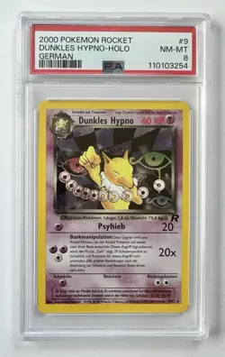 2000 Pokemon GERMAN Unlimited Rocket Dunkles Dark Hypno Holo 9/82 PSA 8 NM-MT - Image 1