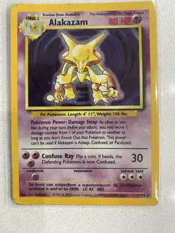 Alakazam Holo Rare Pokemon 1/102 Stage 2 80HP Base Set 1999 Pokemon Card - Image 1