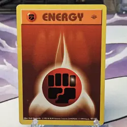 1st Edition Shadowless Fighting Energy Damaged 97/102 Base Set Pokemon Card 1999 - Image 1