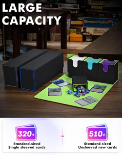 Card Storage Box with Dice Tray for MTG, 4 in 1 Card Deck Case Holds 510+ Unslee - Image 2