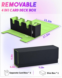 Card Storage Box with Dice Tray for MTG, 4 in 1 Card Deck Case Holds 510+ Unslee - Image 3
