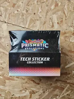 Pokemon Prismatic Evolutions Tech Sticker Collection Sealed case of 12 - Image 1