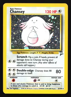 Chansey 3/130 Base Set 2 Holo Rare Pokemon Card - Image 1