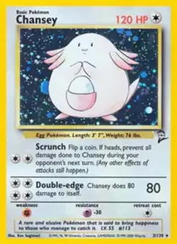 Chansey - 3/130 - Pokemon Base Set 2 Holo Rare Card WOTC LP - Image 1