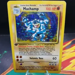Machamp 8/102 1st Edition Lightly Played LP Holo Rare Base Set Pokemon Card 1999 - Image 1