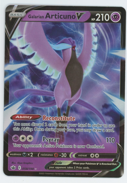 Galarian Articuno V 058/198 Holo Ultra Rare NM Chilling Reign Pokemon Card 2021 - Image 1