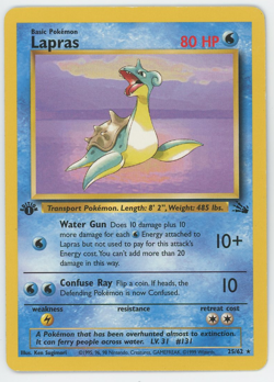 Lapras 25/62 1st Edition Rare Fossil Set Pokemon Card 1999 WOTC - Image 1