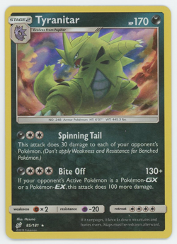Tyranitar 85/181 Holo Rare Team Up Pokemon Card 2019 - Image 1