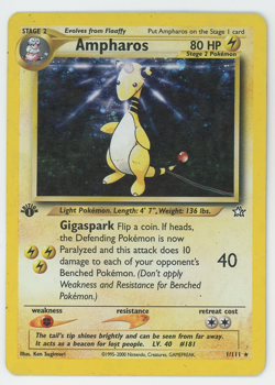 Ampharos 1/111 Holo Rare 1st Edition Neo Genesis Pokemon Card 2000 WOTC - Image 1