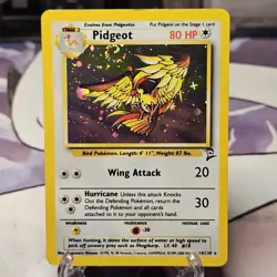 Pidgeot 14/130 SWIRL Moderately Played MP Holo Rare Base Set 2 Pokemon Card 2000 - Image 3