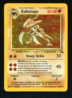 Kabutops 9/62 Moderately Played MP Holo Rare Fossil 1999 Pokemon Card WOTC - Image 1