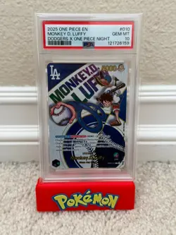 LA Dodgers Monkey D. Luffy PSA 10 English One Piece Card EB02-010 2025 Promo - Image 1