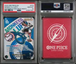 One Piece x La Dodgers Collab Promo Card EB02-010 Monkey D. Luffy English PSA 10 - Image 2