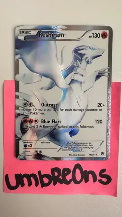 Reshiram Full Art Black and White 113/114 Pokemon Card - Image 3