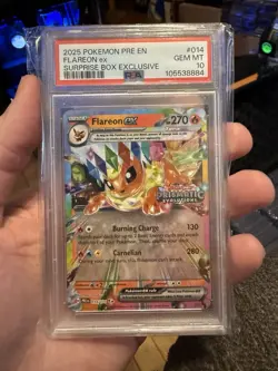 2025 POKEMON PRE SURPRISE BOX EXCLUSIVE #014 FLAREON EX PSA 10 - Image 1