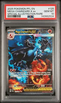 2025 POKEMON PFL EN-PHANTASMAL FLAMES #125 MEGA CHARIZARD X EX PSA 10 - Image 1