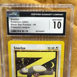 Pokemon 2002 Snorlax #49 Pokemon League Promo Black Star Promo GEM MINT CGC 10 - Image 2