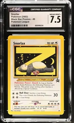 Snorlax #49 - Black Star Promos: Pokemon League CGC 7.5 NM/Mint+ - Image 1