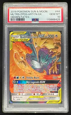 2019 Pokemon Hidden Fates #44/68 Moltres & Zapdos & Articuno Tag Team GX PSA 10 - Image 1