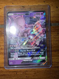 Mewtwo GX TCG Sun & Moon SM196 Black Star Promo Ultra Rare Holo Card Pokemon TCG - Image 1