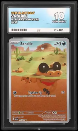 Sandile 135/086 Black Bolt ACE 10 GEM MINT Illustration Rare Pokemon TCG Card - Image 3