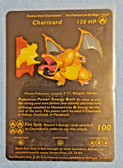 CHARIZARD 4/102 Base Set Black Foil Rare FAN ART Display Card NM POKEMON - Image 1