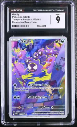2024 Pokemon English Gastly 177/162 Temporal Forces Illustration Rare Holo CGC 9 - Image 1