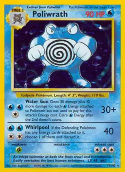 Poliwrath - 13/102 - Pokemon Base Set Unlimited Holo Rare Card WOTC MP - Image 1