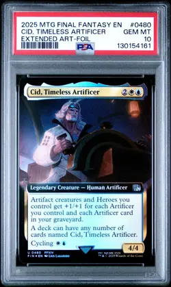 💎POP 1 PSA 10 Cid Timeless Artificer Extended Art Foil 480 MTG Final Fantasy - Image 1
