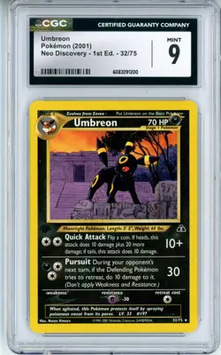 CGC MINT 9 Pokemon TCG Umbreon 32/75 Neo Discovery Regular 1st Edition (2001) - Image 1
