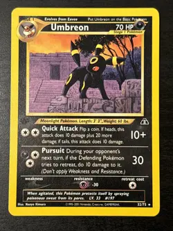 Umbreon 32/75 - 1st Edition Neo Discovery 2001 - Non Holo Rare Wotc 1st Ed Nm(-) - Image 1