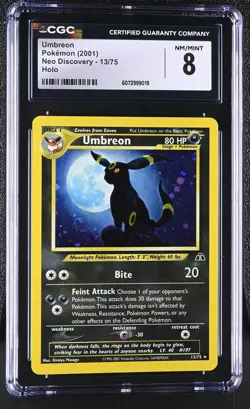 CGC 8 Umbreon 2001 Neo Discovery 13/75 Holo SWIRL Pokemon Card - Image 1