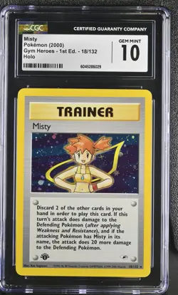 CGC 10 GEM MINT Misty Gym Heroes 1st Edition 18/132 Holo Pokemon Card - Image 1